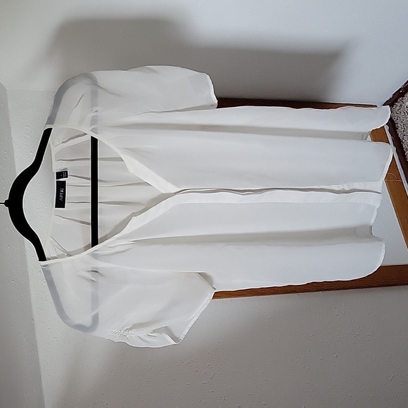 Sheer cream button up blouse - Picture 1 of 5